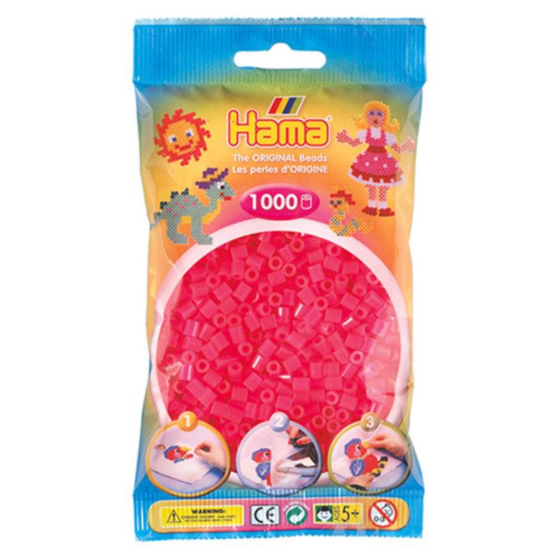 Se Hama perler midi 1000 stk - neon fuschia-32 hos Babadut.dk