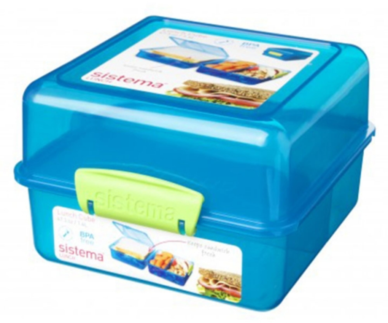 9: Sistema Madkasse Lunch Cube - Blå/lime