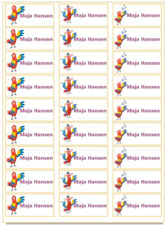 Billede af 27 klistermærker med navn - Papegøje