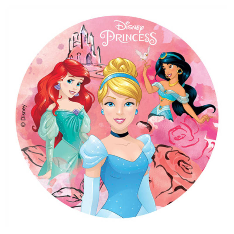 Billede af Disney prinsesser rundt kageprint - 20 cm.