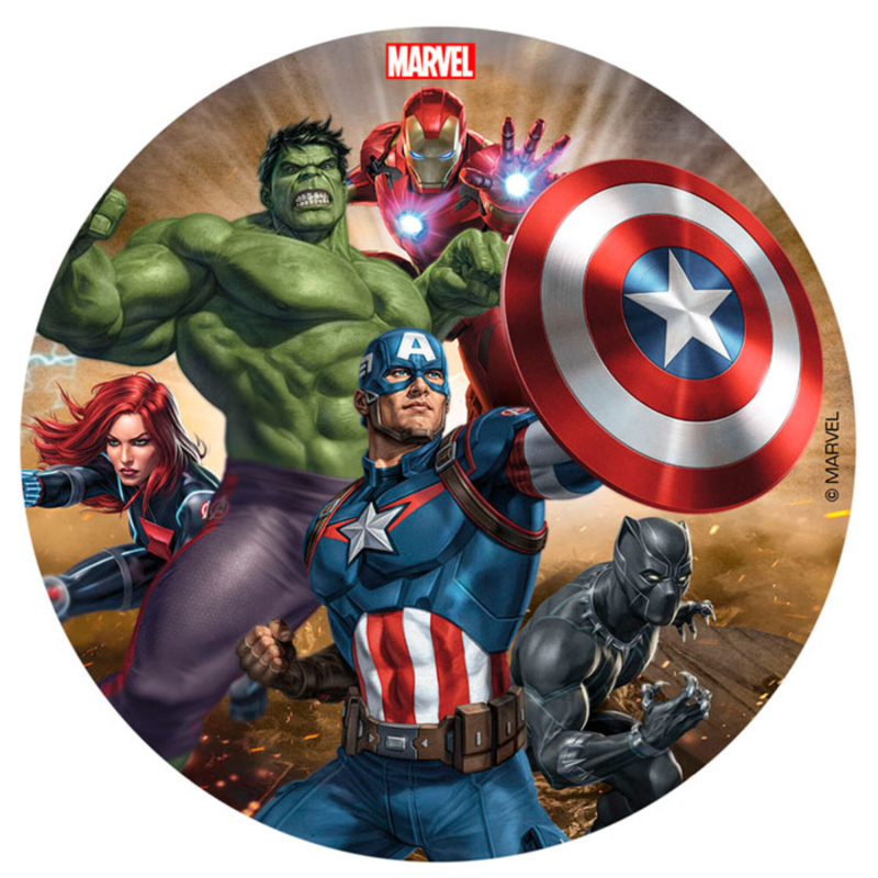 #3 - Avengers rundt sukkerprint - 16 cm.