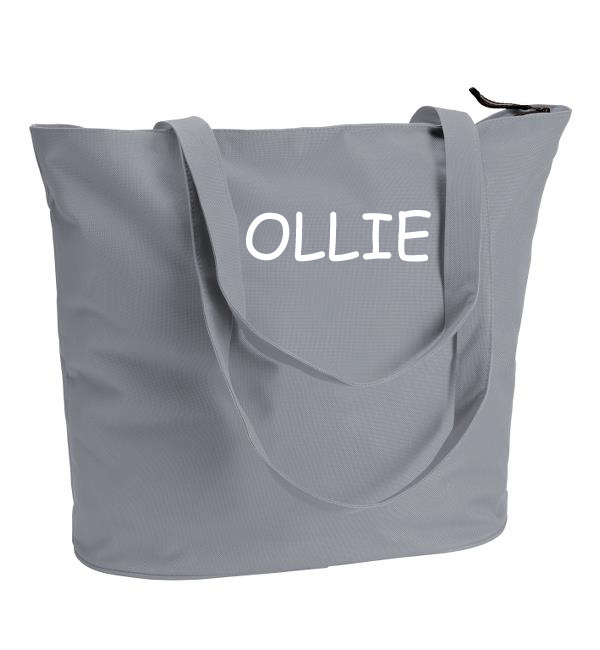 Billede af Indkøbs- og strandtaske med navn - grå