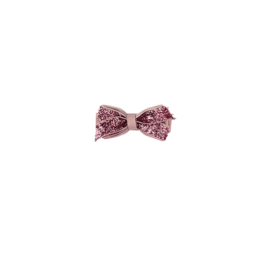 Mini sløjfe Rosa Glitter 4,5 cm - By Stær