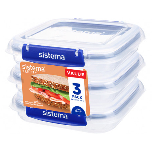 Se Sistema Square Klip It Plus 3-pack 520ml - Tilbehør til køkken hos Babadut.dk
