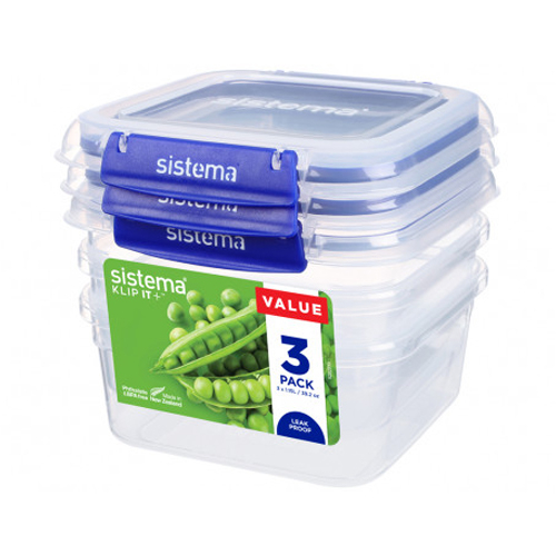 Se Sistema Square Klip It Plus 3-pack 1.15l - Tilbehør til køkken hos Babadut.dk