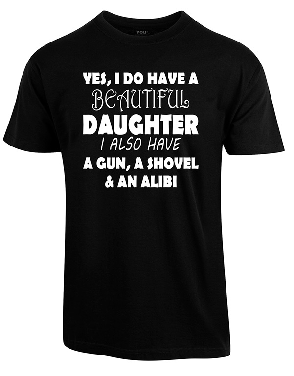 Se Beautiful daughter fars dag t-shirt - Sort hos Babadut.dk