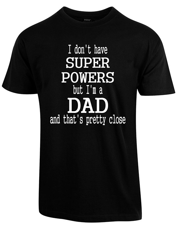 Se Super powers fars dag t-shirt - Sort hos Babadut.dk