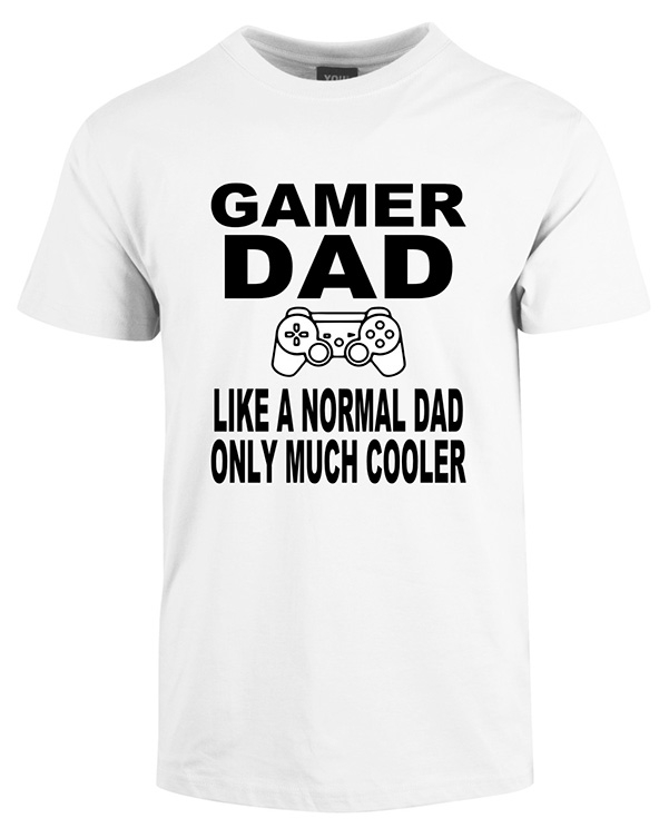 Se Gamer dad t-shirt - Hvid hos Babadut.dk