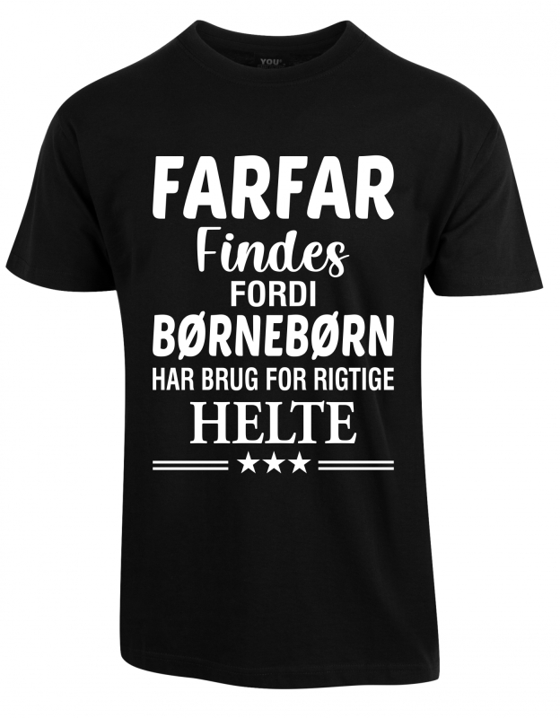 Se Farfar findes fars dag t-shirt - Sort hos Babadut.dk