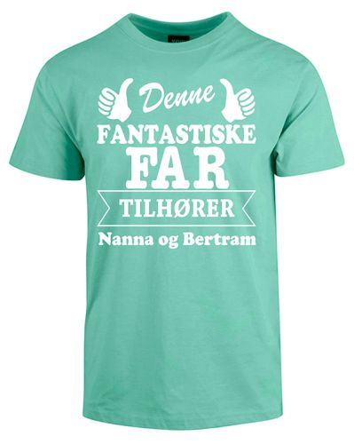 Fars dag t-shirt med navne på - Mintgrøn