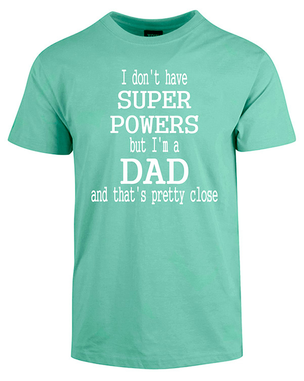 Se Super powers fars dag t-shirt - Mintgrøn hos Babadut.dk