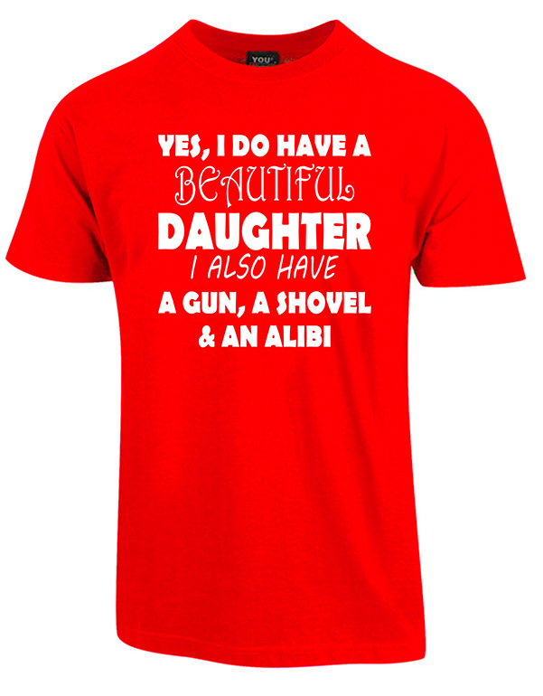 Billede af Beautiful daughter fars dag t-shirt - Rød