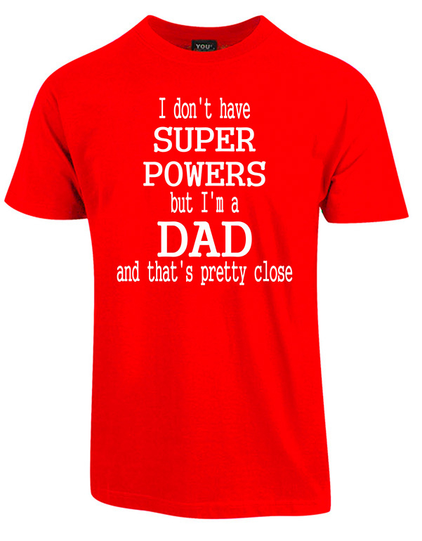 Billede af Super powers fars dag t-shirt - Rød