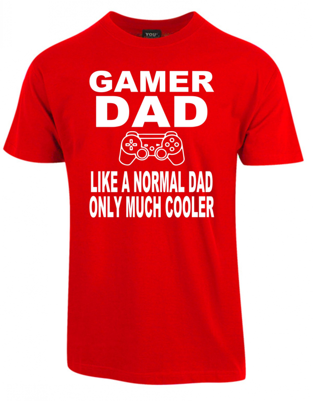 Se Gamer dad t-shirt - Rød hos Babadut.dk