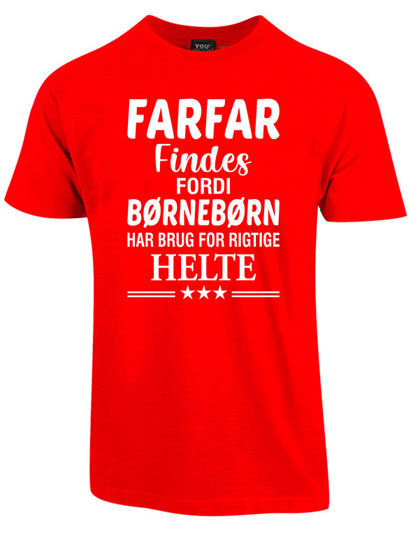 Se Farfar findes fars dag t-shirt - Rød hos Babadut.dk