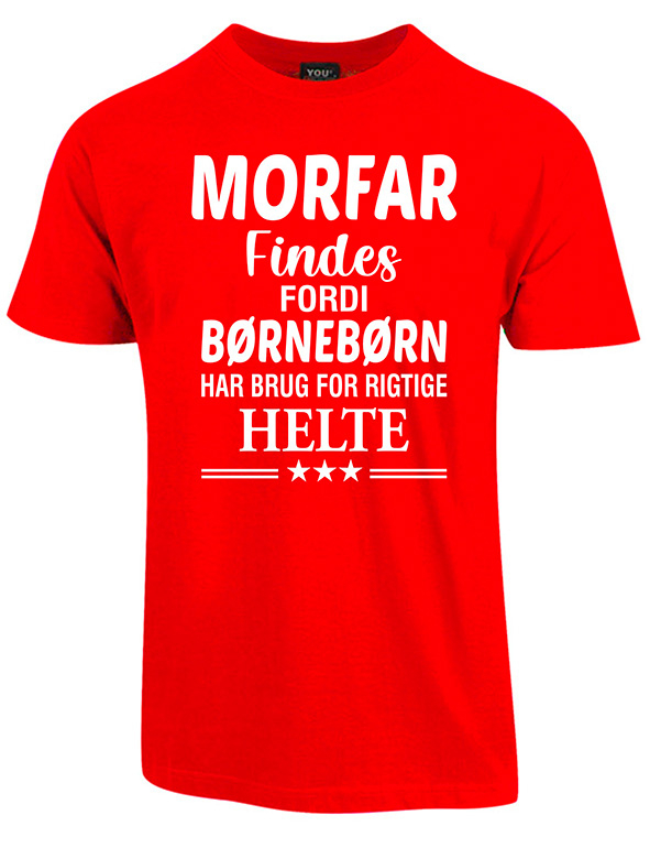 Se Morfar findes fars dag t-shirt - Rød hos Babadut.dk