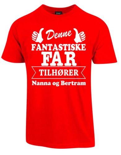bestøve Parat En god ven Fars dag t-shirt med navne på - Rød