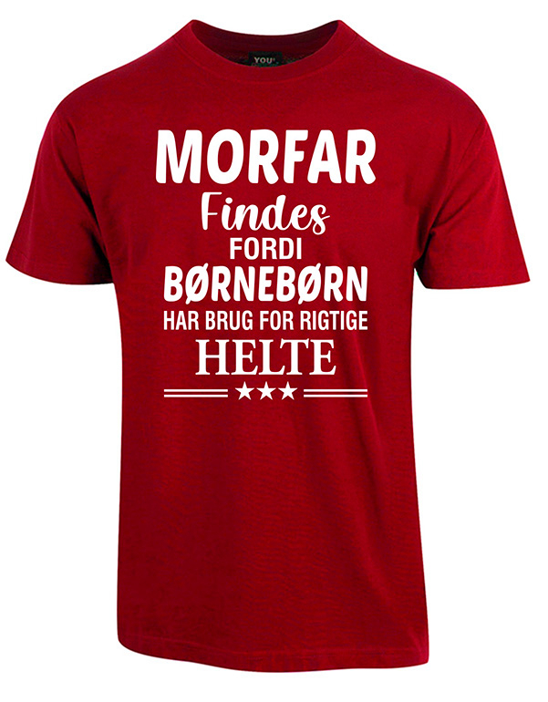 Se Morfar findes fars dag t-shirt - Vinrød hos Babadut.dk