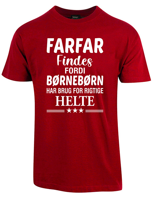 Se Farfar findes fars dag t-shirt - Vinrød hos Babadut.dk