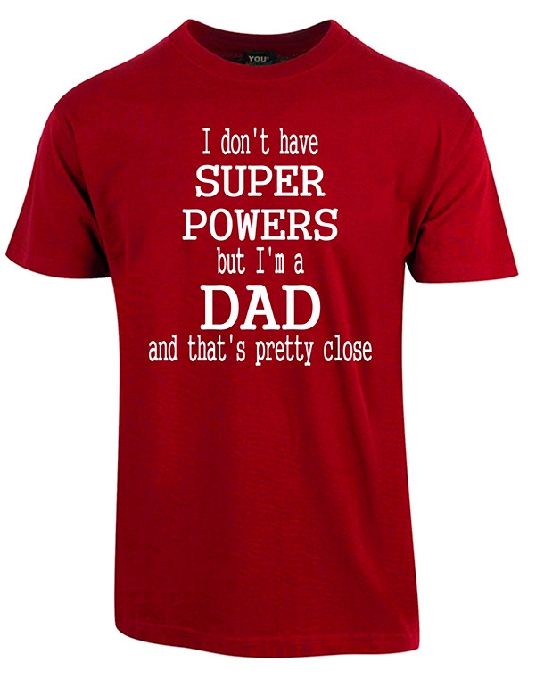 Billede af Super powers fars dag t-shirt - Vinrød