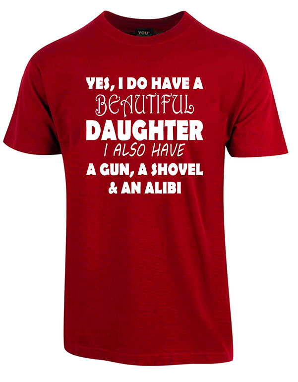 Billede af Beautiful daughter fars dag t-shirt - Vinrød