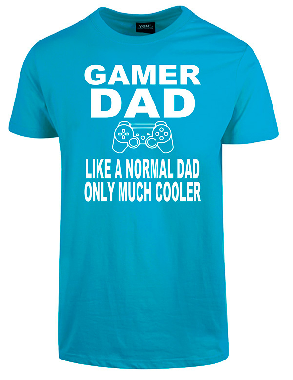 Se Gamer dad t-shirt - Turkis hos Babadut.dk