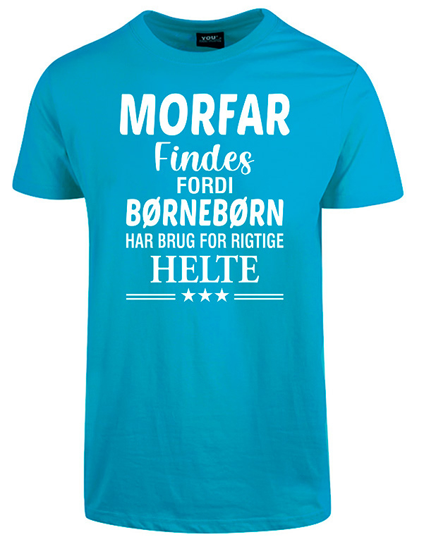 Se Morfar findes fars dag t-shirt - Turkis hos Babadut.dk