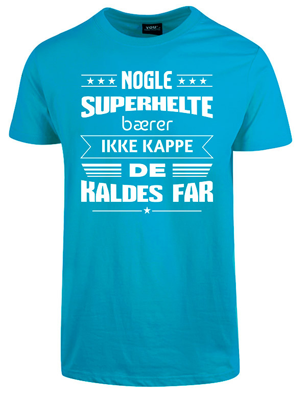 Se Superhelte fars dag t-shirt - Turkis hos Babadut.dk