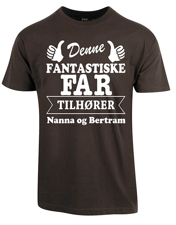 Far tilhører t-shirt med børnenes navne - Mørkegrå