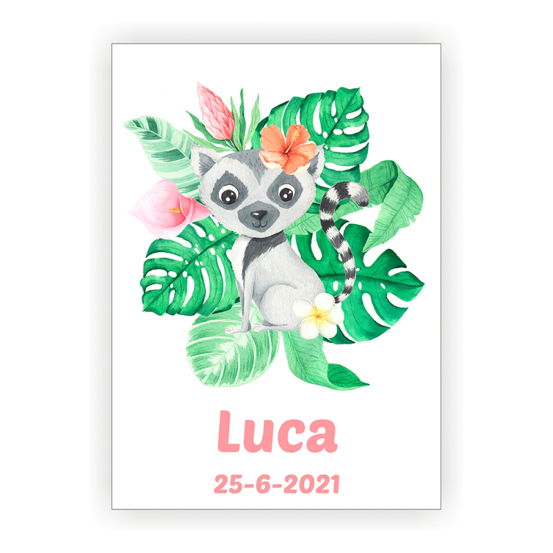 Plakat med navn - Lemur/planter