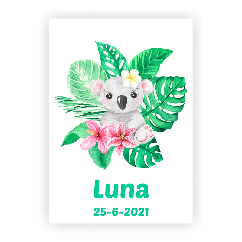 Plakat med navn - Koala/planter