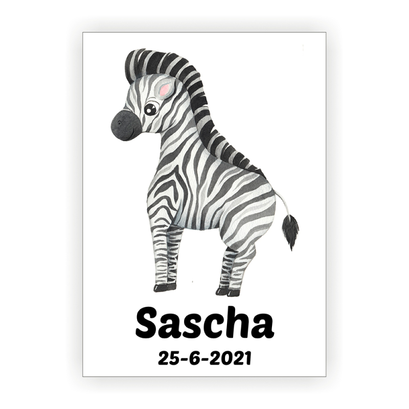 Plakat med navn - Zebra