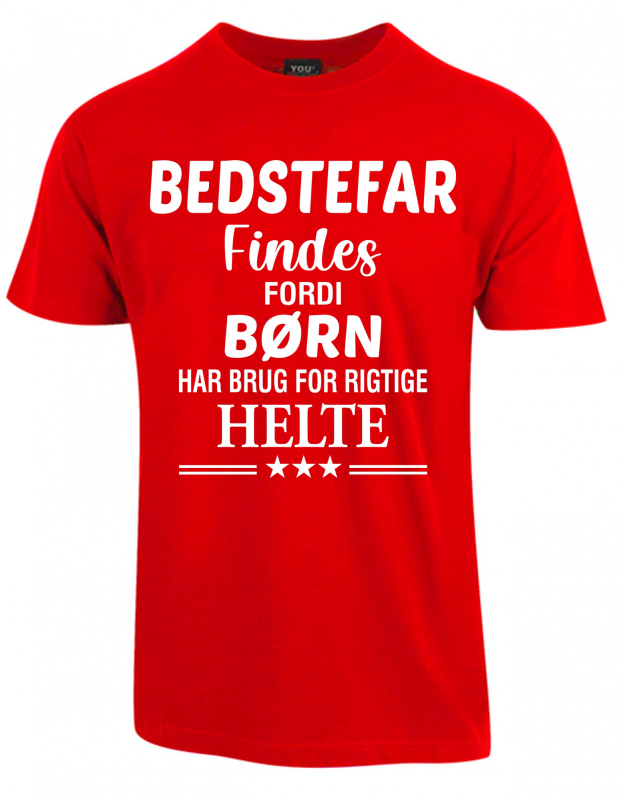 Se Bedstefar findes fars dag t-shirt - Rød hos Babadut.dk