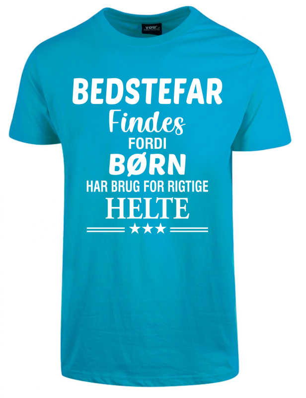 Se Bedstefar findes fars dag t-shirt - Turkis hos Babadut.dk