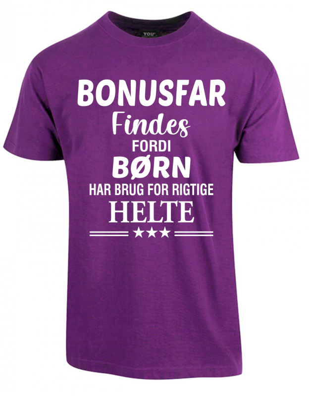 Se Bonusfar findes fars dag t-shirt - Lilla hos Babadut.dk
