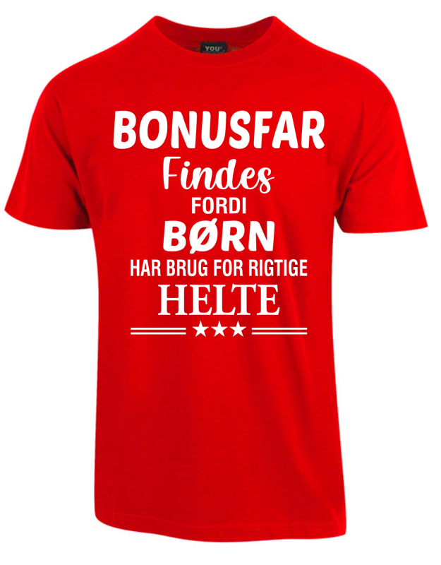 Se Bonusfar findes fars dag t-shirt - Rød hos Babadut.dk