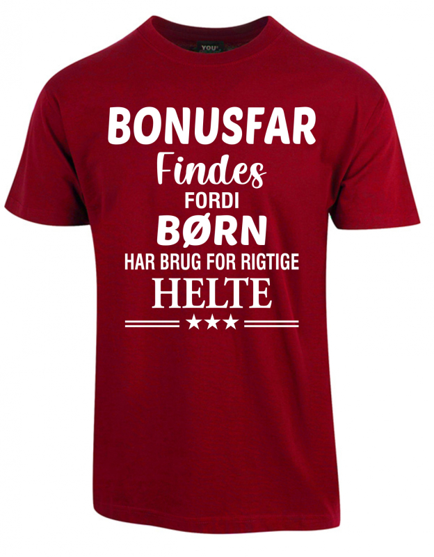 Se Bonusfar findes fars dag t-shirt - Vinrød hos Babadut.dk