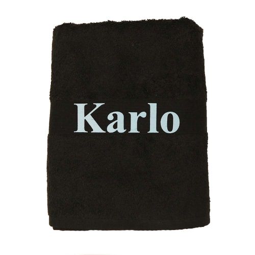 sort håndklæde med navn