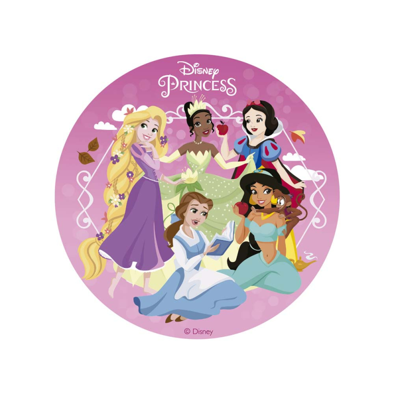 Billede af Disney prinsesser rundt kageprint - 15,5 cm.