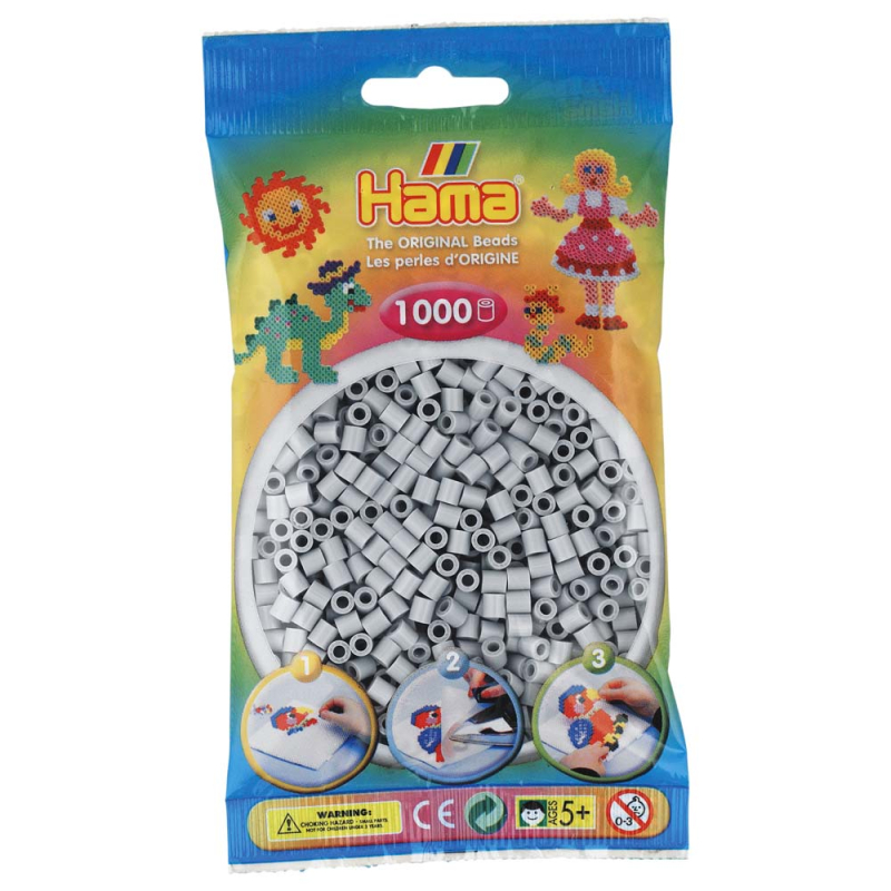 Billede af Hama perler midi 1000 stk - Lys grå - 70 hos Babadut.dk