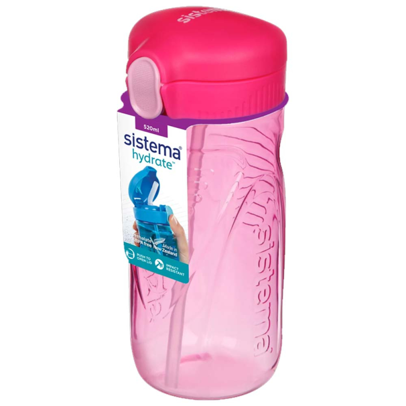 Sistema drikkedunk med sugerør 520 ml – Rosa