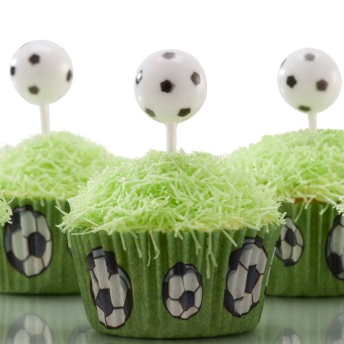 Fodbold muffins med pynt