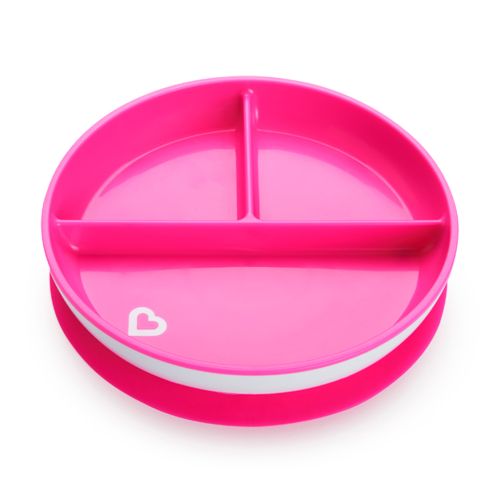 Pink tallerken med sugekop