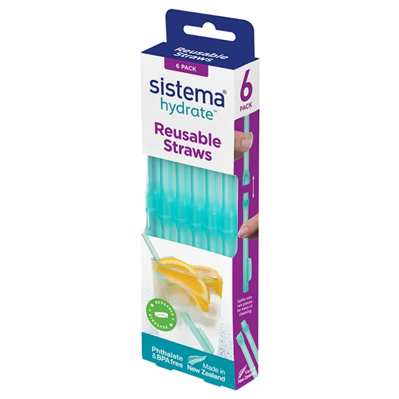 Genbrugelige sugerør fra Sistema 6 stk - Mint