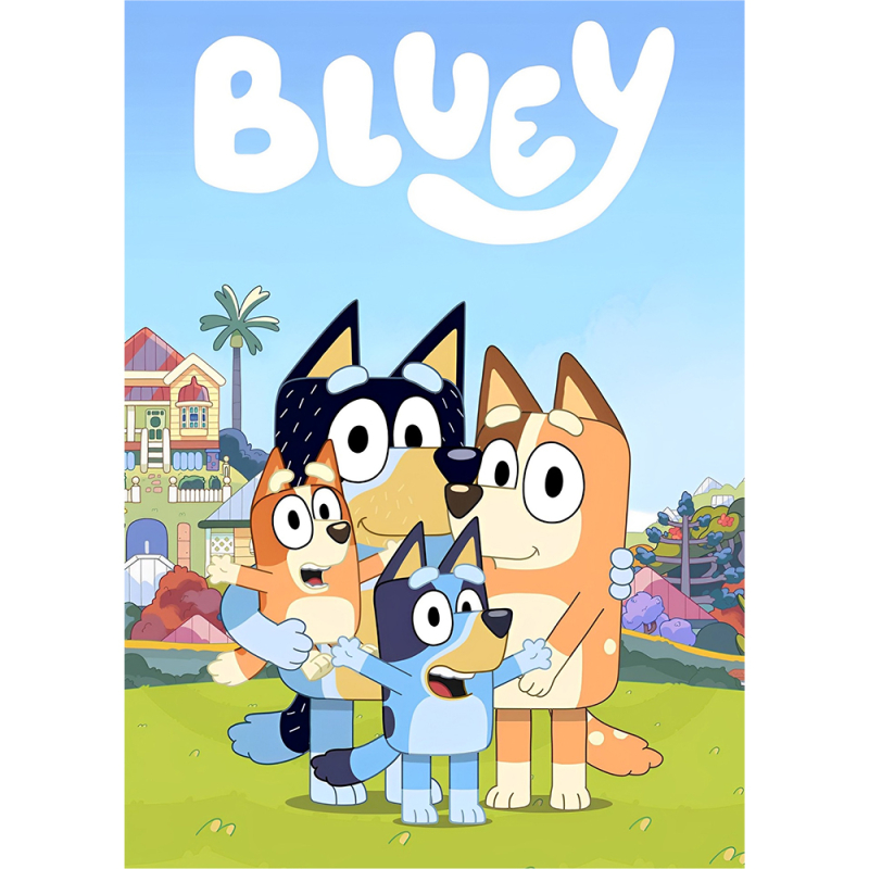 Bluey sukkeprint med familie – A4
