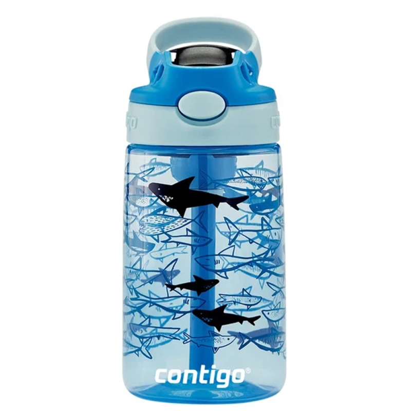 Contigo Drikkedunk med Sugerør 420 ml - Blue Sharks