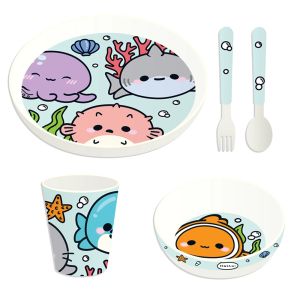 spisesæt med havdyr