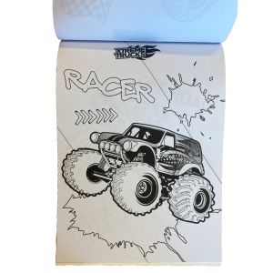 malebog med monstertruck motiver