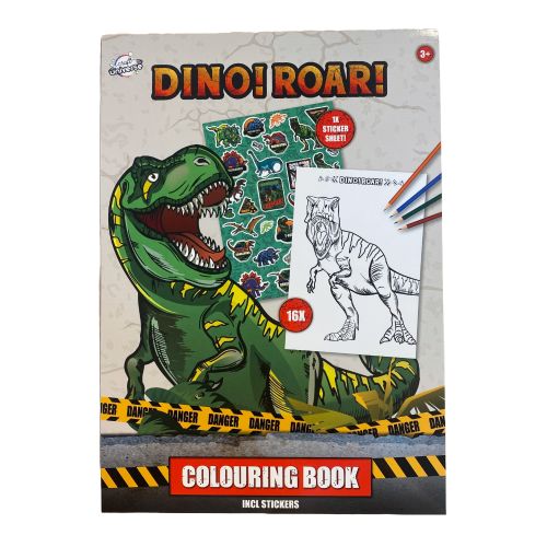 dinosaur malebog med klistermærker