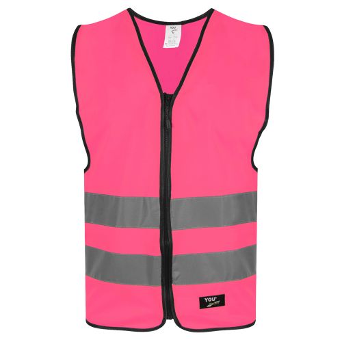 pink refleksvest med lynlås